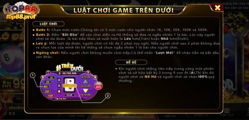 Mỗi ván cược minigame trên dưới tại TOP88 chỉ diễn ra 2 phút